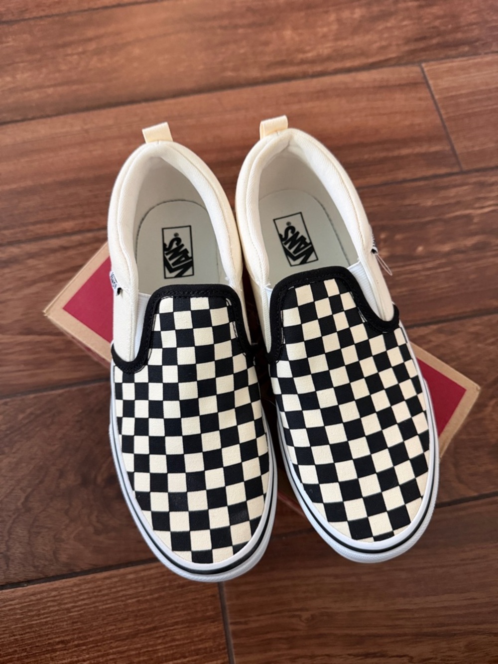 BRAND NEW! Vans Kids Checkerboard Slip-On Sneakers - Black & White
